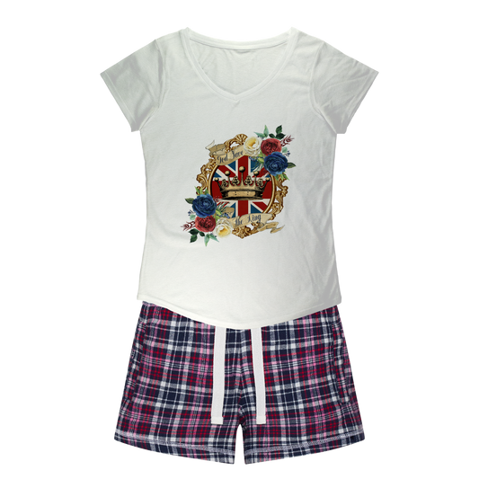 GOD SAVE THE KING Women's Sleepy Tee and Flannel Short - DirectlyPersonalised