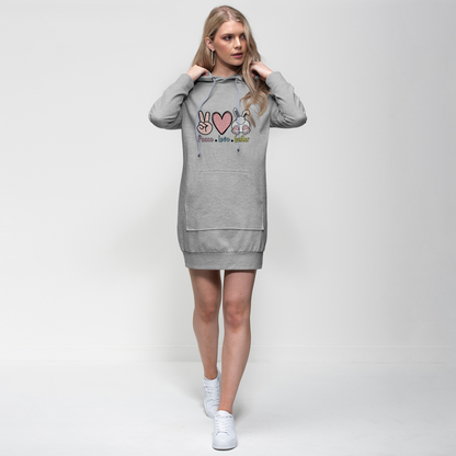 PEACE LOVE EASTER Premium Adult Hoodie Dress - DirectlyPersonalised