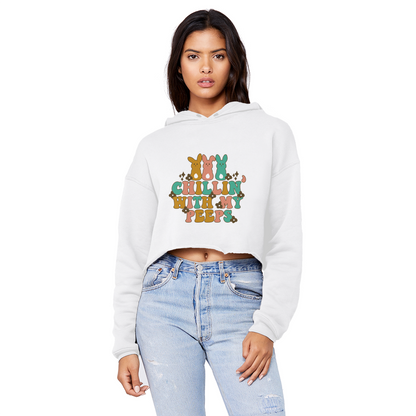 Chillin with my peeps Unisex Cropped Raw Edge Boyfriend Hoodie - DirectlyPersonalised