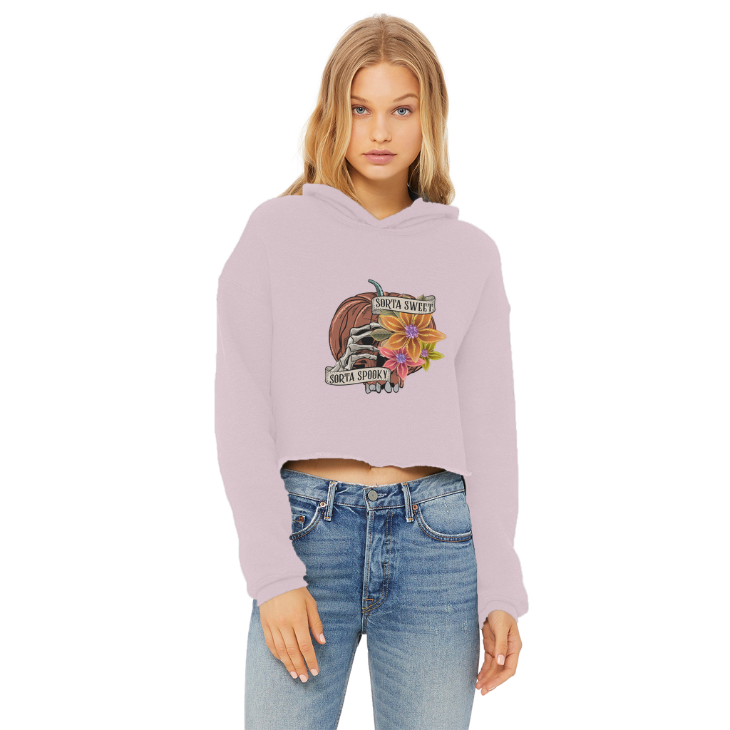 SORTA SWEET - SORTA SPOOKY Ladies Cropped Raw Edge Hoodie - DirectlyPersonalised