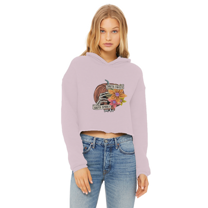 SORTA SWEET - SORTA SPOOKY Ladies Cropped Raw Edge Hoodie - DirectlyPersonalised