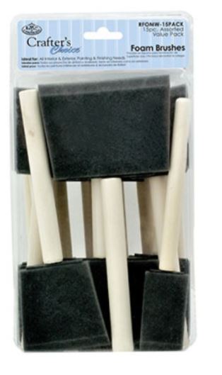 Foam Brushes Pack of 15 - Sizes 25, 50, 75mm Included