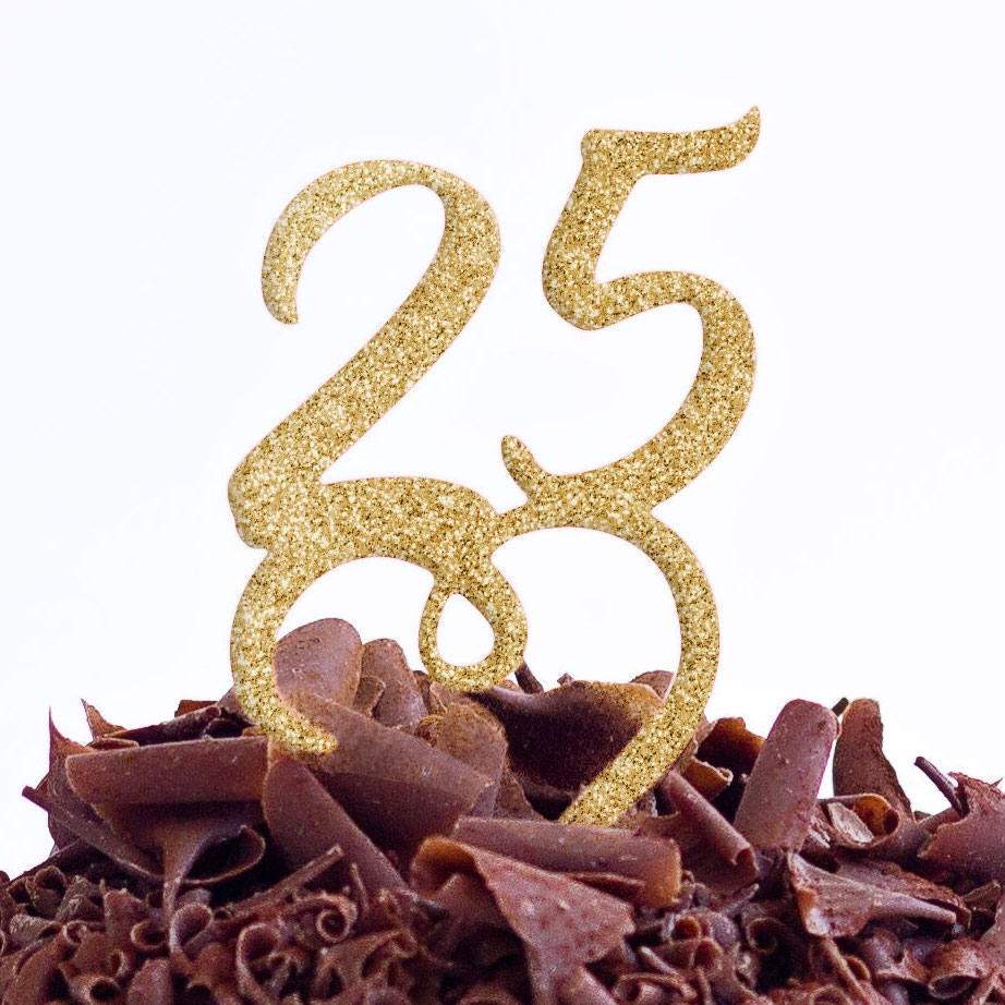 25 Cake Topper - 25th Cake Topper - 25 Birthday Party Cake Topper - 25 Cake Decoration - Quick World Wide Dispatch - DirectlyPersonalised
