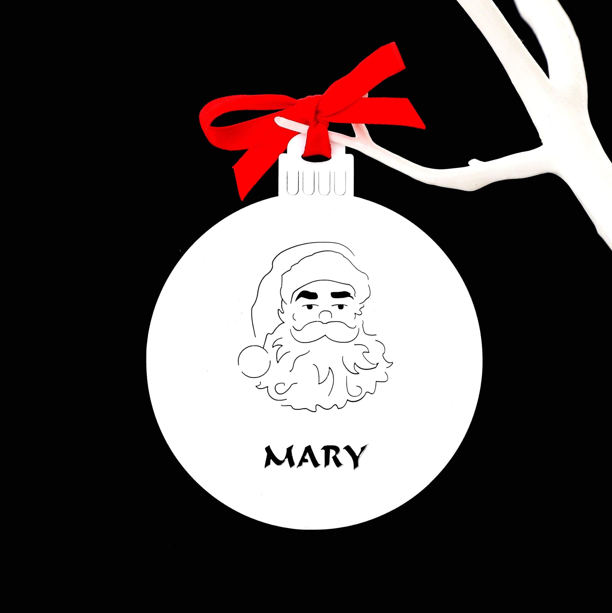 Personalised Custom White Santa Claus Father Christmas St Nicholas Christmas Tree Bauble Festive Decoration Ornament Personalise Name Xmas - DirectlyPersonalised