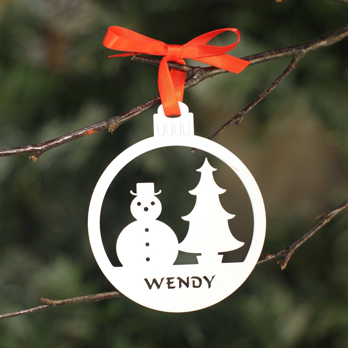 Personalised Custom White Snowman Christmas Tree Bauble Festive Decoration Ornament Decorations Best Personalise Name Handmade Xmas .o. - DirectlyPersonalised