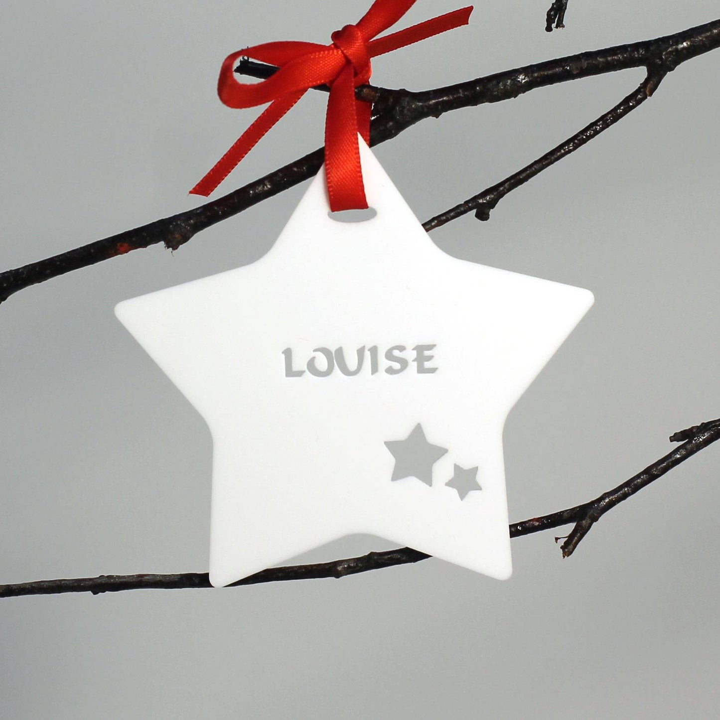 Personalised Custom White Christmas Tree Star Bauble Festive Decoration Ornament Decorations Best Balls Personalise Name Xmas .o. - DirectlyPersonalised