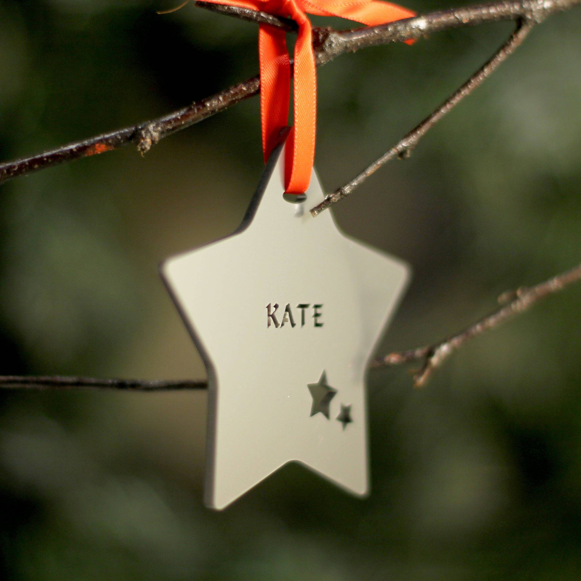 Personalised Custom Silver Christmas Tree Star Bauble Festive Decoration Ornament Decorations Best Balls Personalise Name Xmas .o. - DirectlyPersonalised