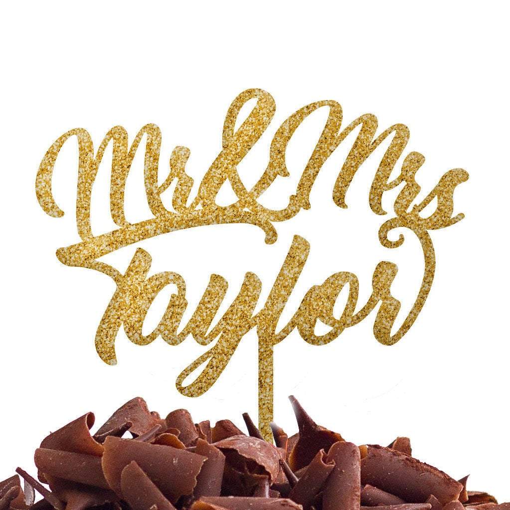 Personalised Mr & Mrs Cake Topper Custom Mr and Mrs Cake Topper Pesonalized Mr and Mrs Wedding Decoration - DirectlyPersonalised