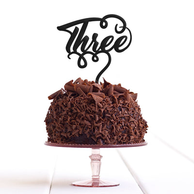 Three 3 Cake Topper Third 3rd Birthday Party Anniversary Decoration - DirectlyPersonalised