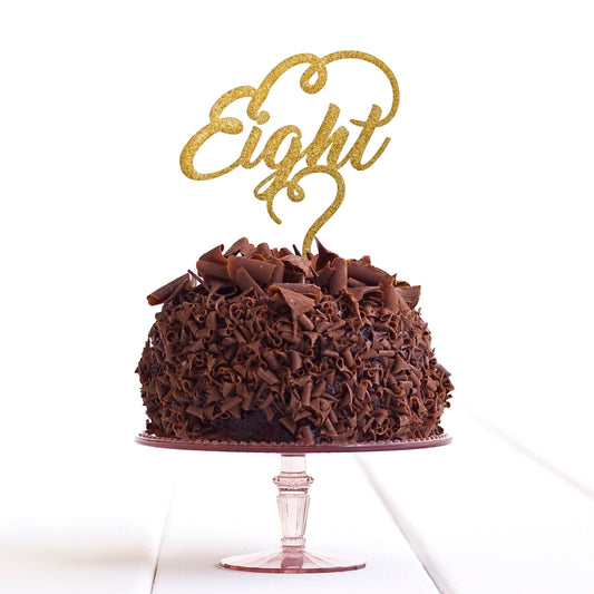 Eight 8 Cake Topper Eighth 8th Birthday Party Anniversary Decoration - DirectlyPersonalised