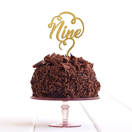 Nine 9 Cake Topper Ninth 9th Birthday Party Anniversary Decoration - DirectlyPersonalised