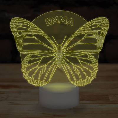 Personalised Butterfly Name Lamp Custom 3D Effect Nightlight 7 Colour LED USB Table Bedroom Desk Lamp - DirectlyPersonalised