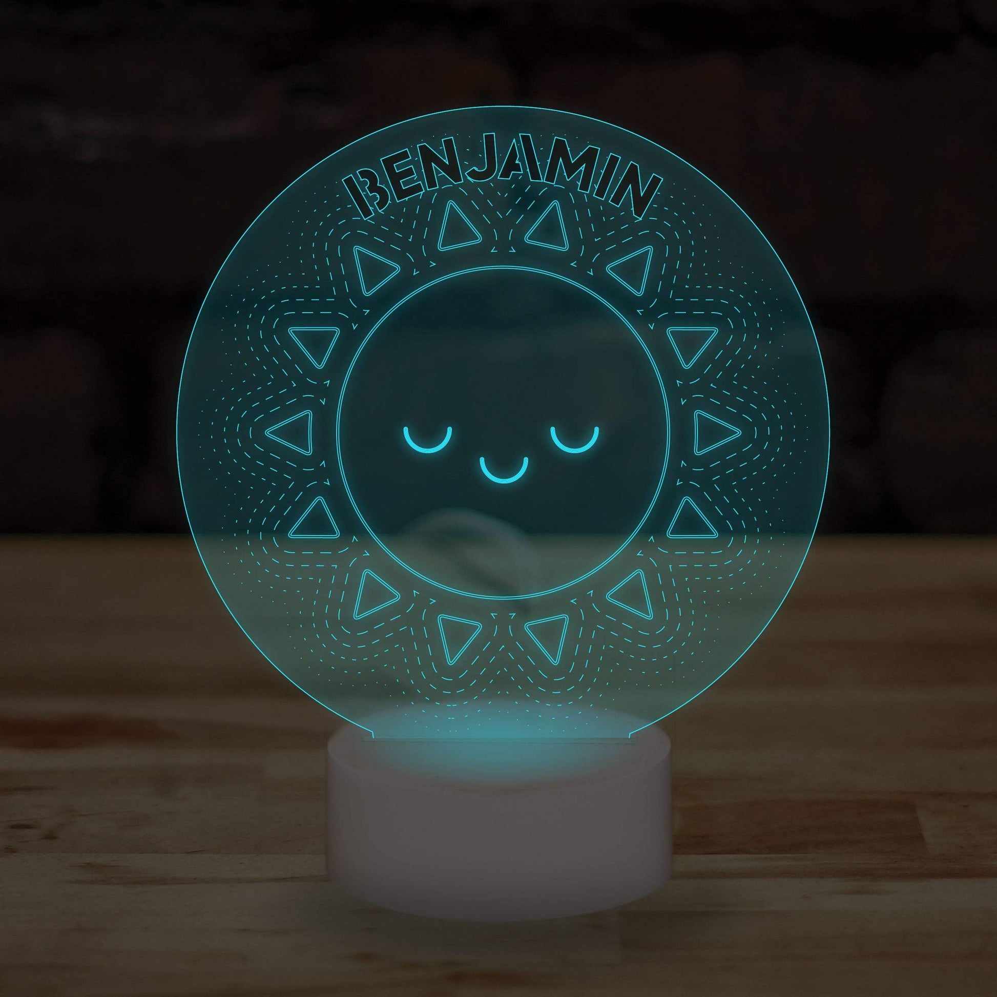 Personalised Sun Name Lamp Custom 3D Effect Nightlight 7 Colour LED USB Table Bedroom Desk Lamp - DirectlyPersonalised