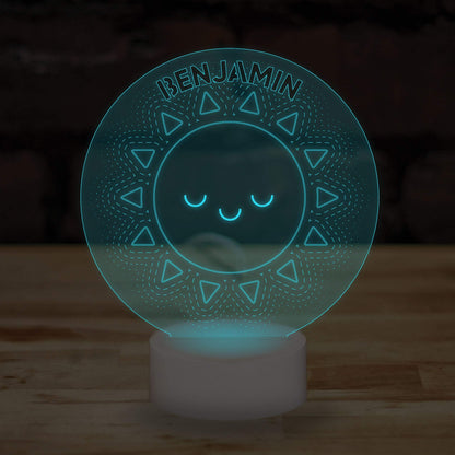 Personalised Sun Name Lamp Custom 3D Effect Nightlight 7 Colour LED USB Table Bedroom Desk Lamp - DirectlyPersonalised
