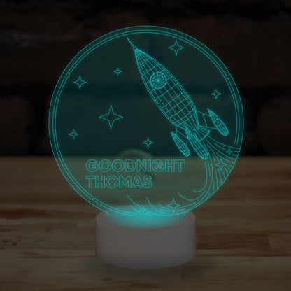 Personalised Name Rocket Lamp Custom 3D Effect Sleep Spaceship Nightlight 7 Colour LED USB Table Bedroom Desk Lamp - DirectlyPersonalised