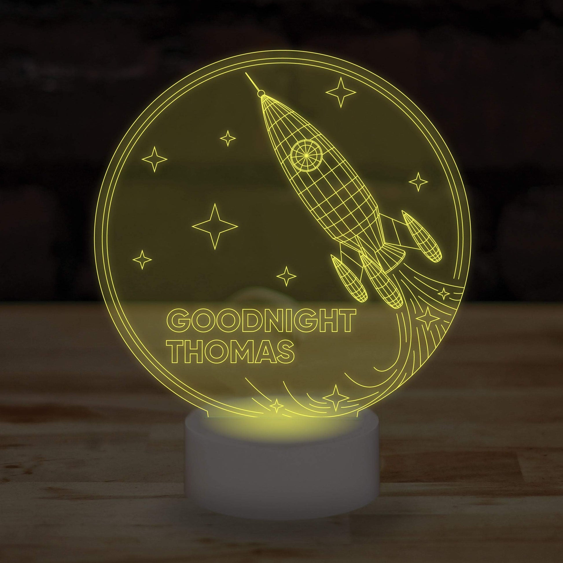 Personalised Name Rocket Lamp Custom 3D Effect Sleep Spaceship Nightlight 7 Colour LED USB Table Bedroom Desk Lamp - DirectlyPersonalised