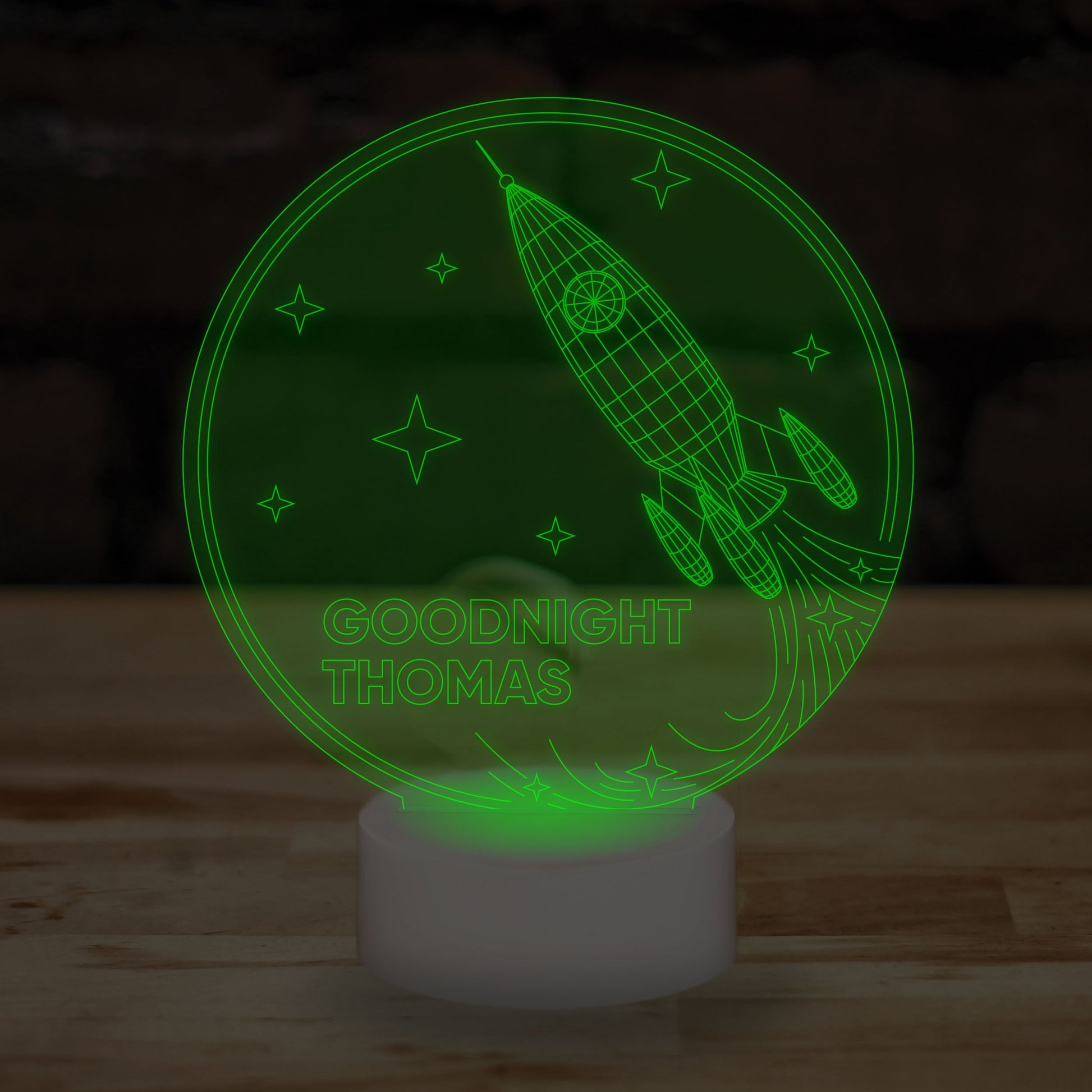 Personalised Name Rocket Lamp Custom 3D Effect Sleep Spaceship Nightlight 7 Colour LED USB Table Bedroom Desk Lamp - DirectlyPersonalised
