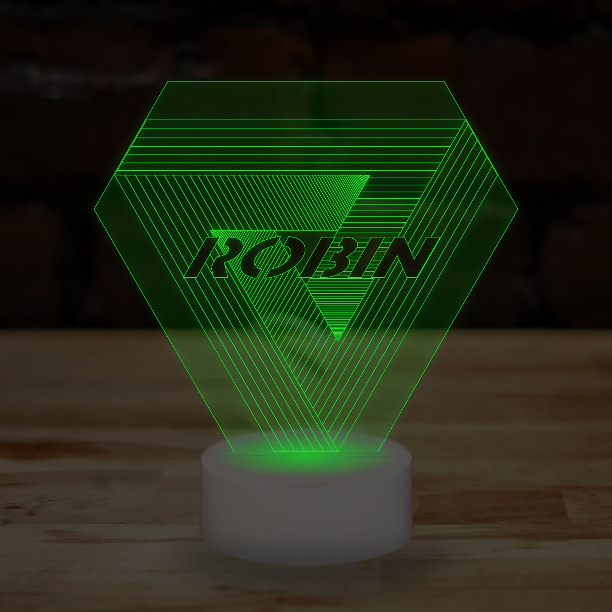 Personalised Optical Illusion Lamp Custom 3D Effect Penrose Triangle Nightlight 7 Colour LED USB Table Bedroom Desk Lamp - DirectlyPersonalised