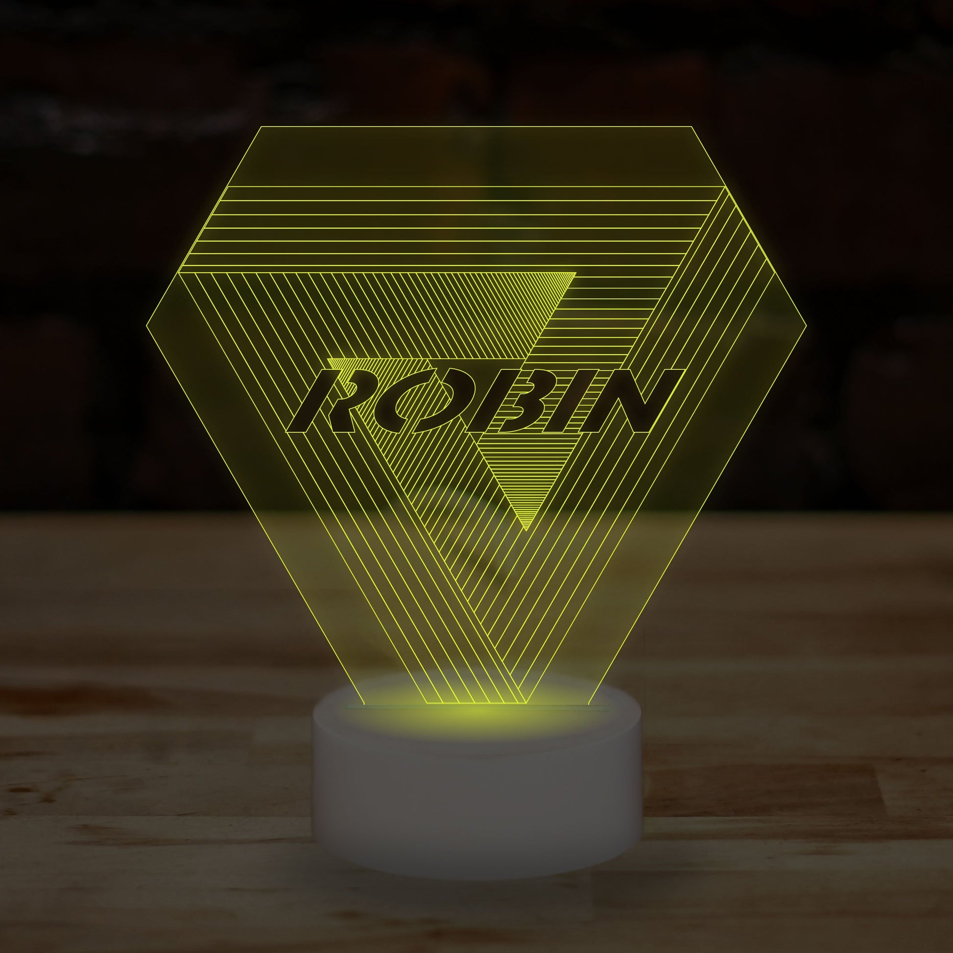 Personalised Optical Illusion Lamp Custom 3D Effect Penrose Triangle Nightlight 7 Colour LED USB Table Bedroom Desk Lamp - DirectlyPersonalised