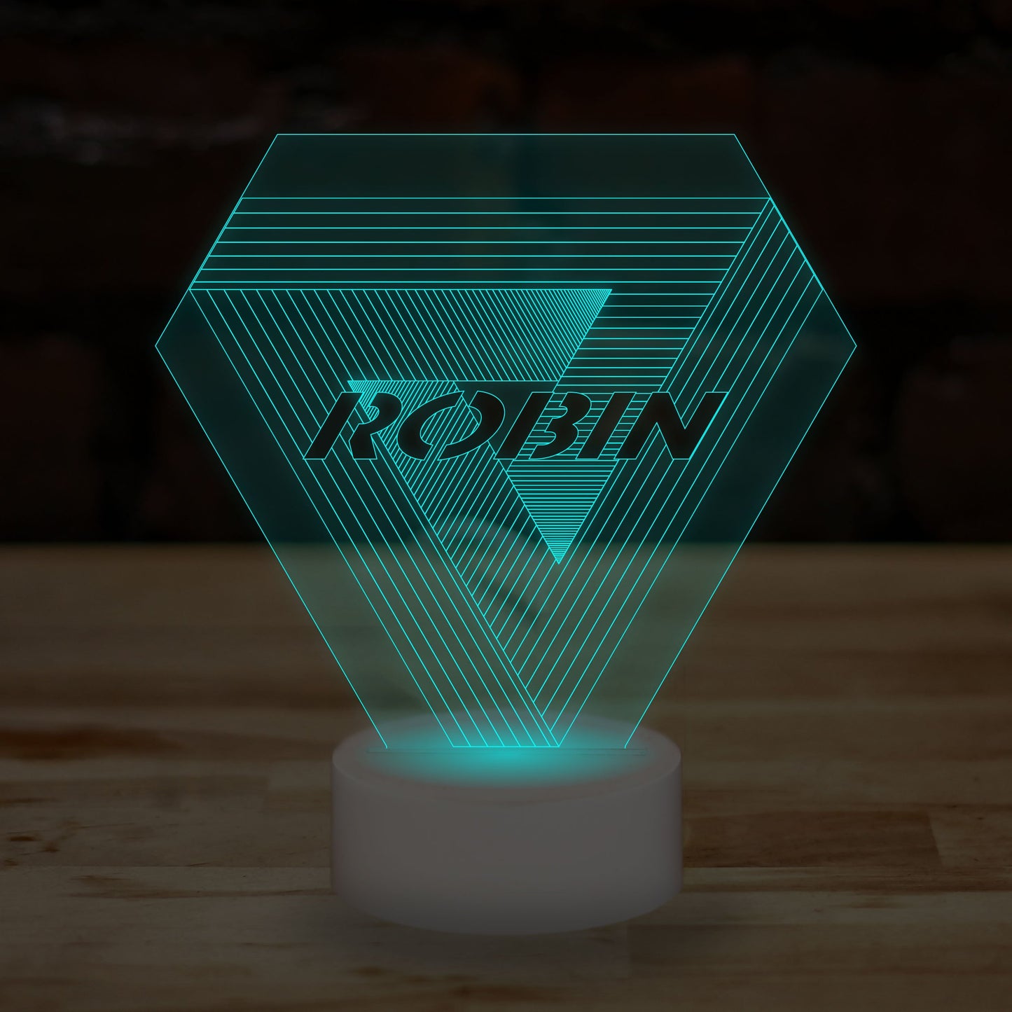 Personalised Optical Illusion Lamp Custom 3D Effect Penrose Triangle Nightlight 7 Colour LED USB Table Bedroom Desk Lamp - DirectlyPersonalised