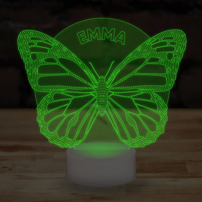 Personalised Butterfly Name Lamp Custom 3D Effect Nightlight 7 Colour LED USB Table Bedroom Desk Lamp - DirectlyPersonalised