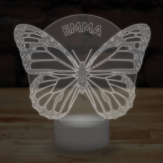 Personalised Butterfly Name Lamp Custom 3D Effect Nightlight 7 Colour LED USB Table Bedroom Desk Lamp - DirectlyPersonalised