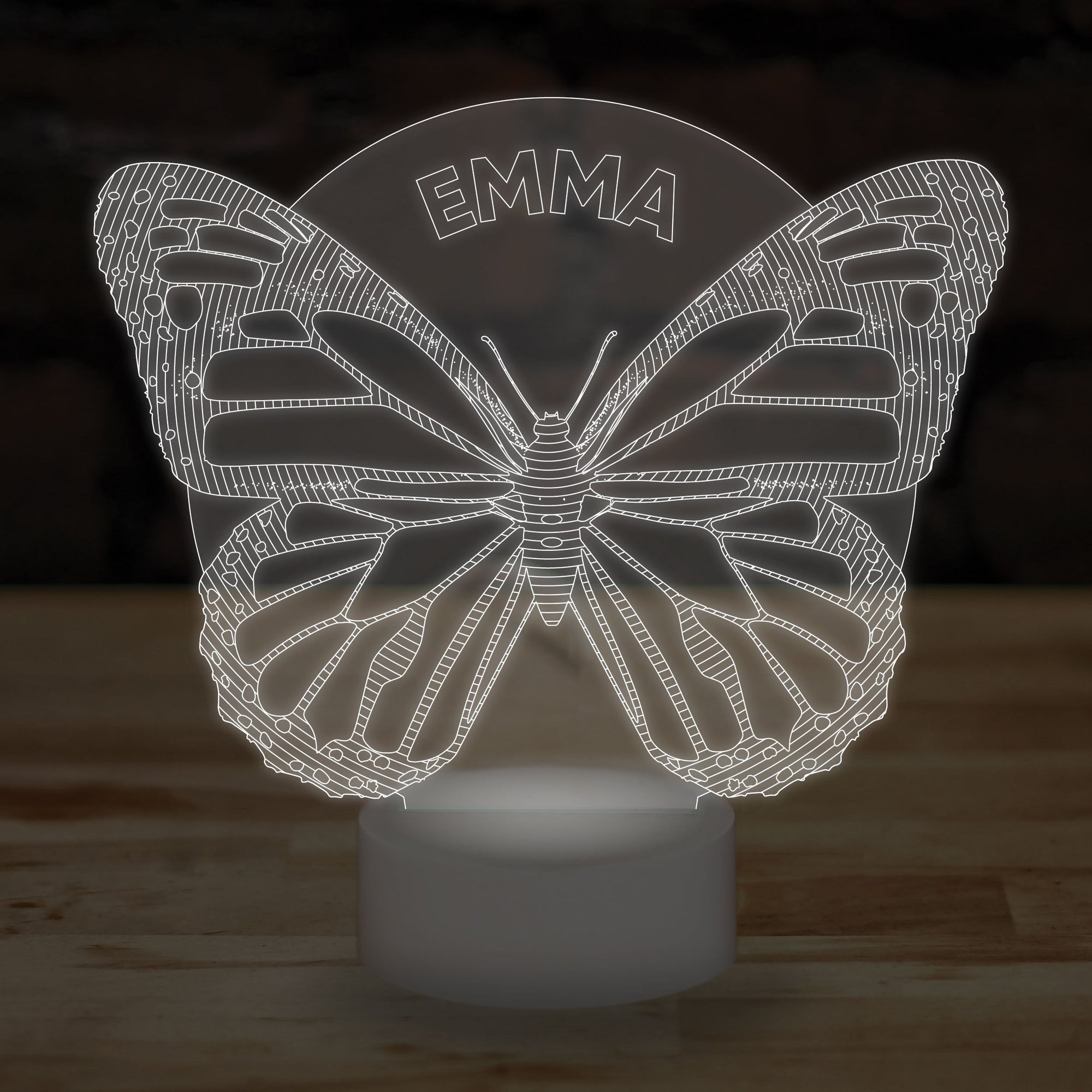 Personalised Butterfly Name Lamp Custom 3D Effect Nightlight 7 Colour LED USB Table Bedroom Desk Lamp - DirectlyPersonalised