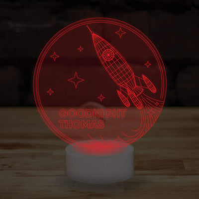 Personalised Name Rocket Lamp Custom 3D Effect Sleep Spaceship Nightlight 7 Colour LED USB Table Bedroom Desk Lamp - DirectlyPersonalised