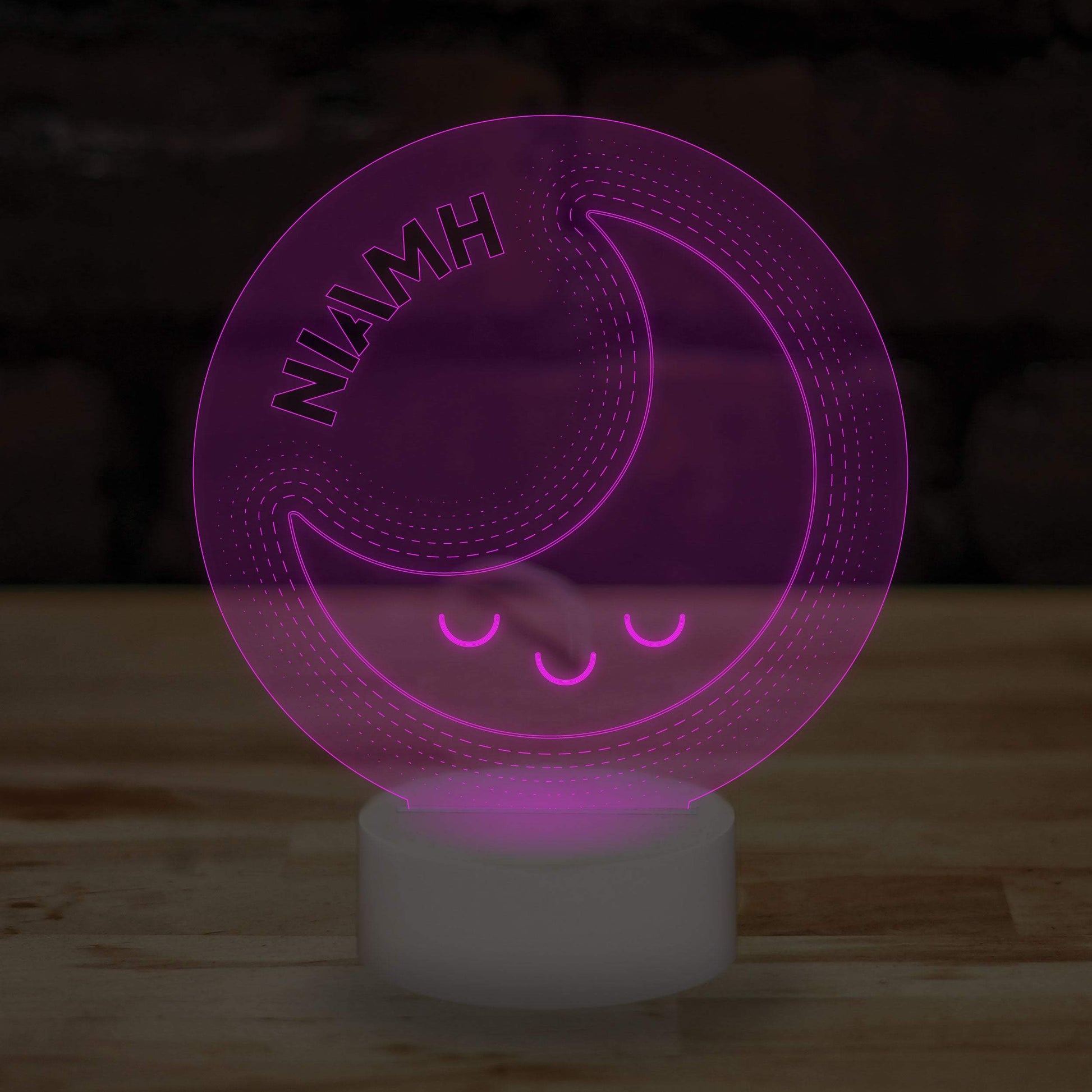 Personalised Moon Name Lamp Custom 3D Effect Sleepy Moonlight Nightlight 7 Colour LED USB Table Bedroom Desk Lamp - DirectlyPersonalised