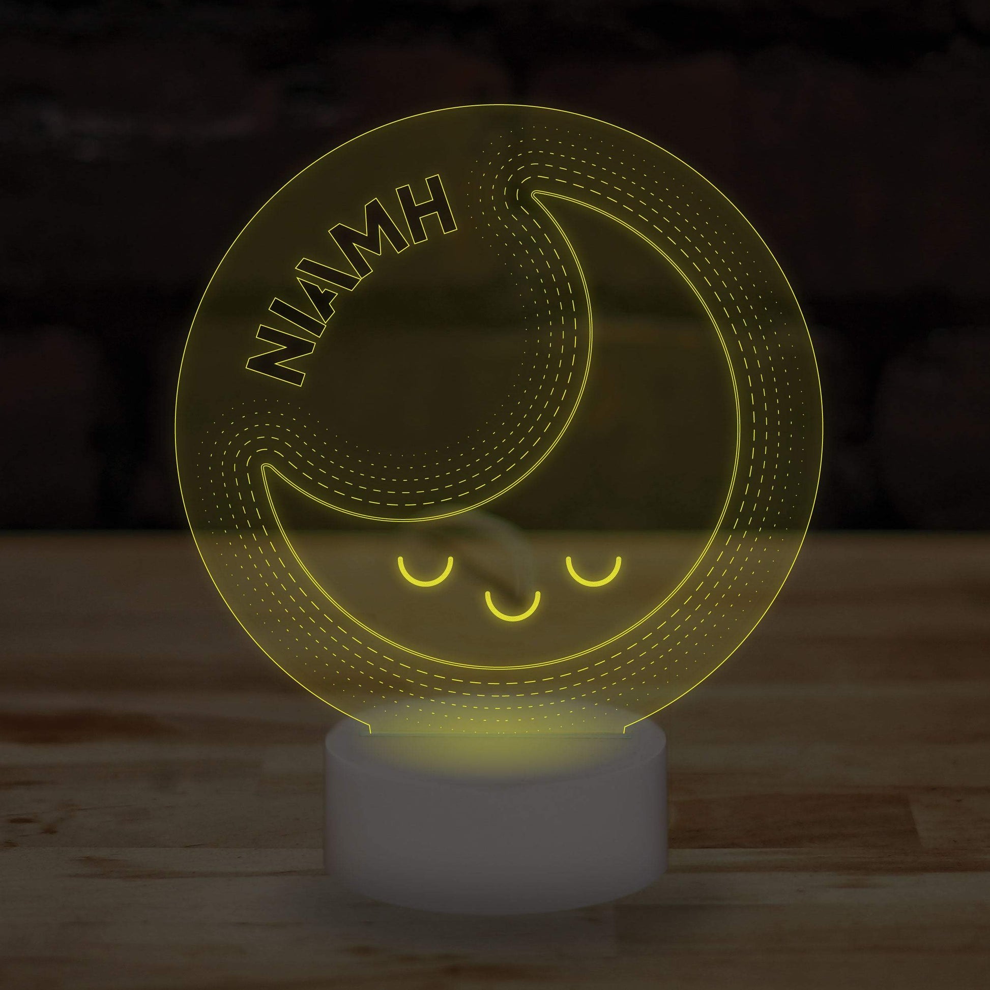 Personalised Moon Name Lamp Custom 3D Effect Sleepy Moonlight Nightlight 7 Colour LED USB Table Bedroom Desk Lamp - DirectlyPersonalised