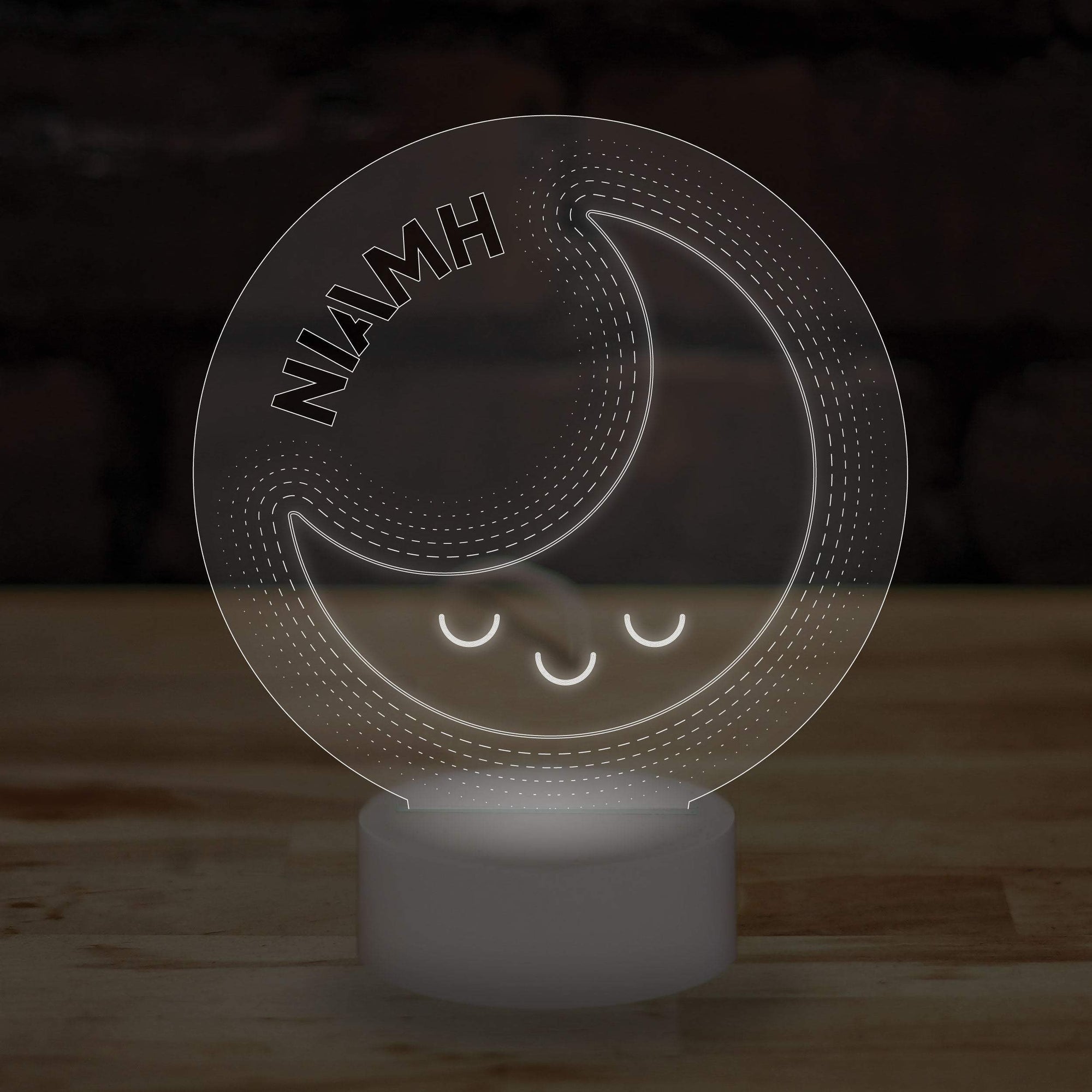 Personalised Moon Name Lamp Custom 3D Effect Sleepy Moonlight Nightlight 7 Colour LED USB Table Bedroom Desk Lamp - DirectlyPersonalised