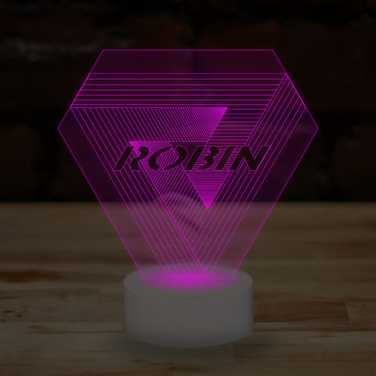 Personalised Optical Illusion Lamp Custom 3D Effect Penrose Triangle Nightlight 7 Colour LED USB Table Bedroom Desk Lamp - DirectlyPersonalised