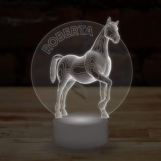 Personalised Horse Name Lamp Custom 3D Effect Equestrian Nightlight 7 Colour LED USB Table Bedroom Desk Lamp - DirectlyPersonalised