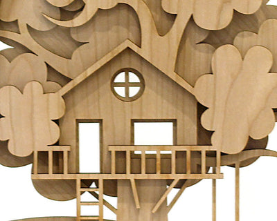 Personalised 3D Family Tree Treehouse in Oak Wood with White Frame – Fast UK Delivery - DirectlyPersonalised