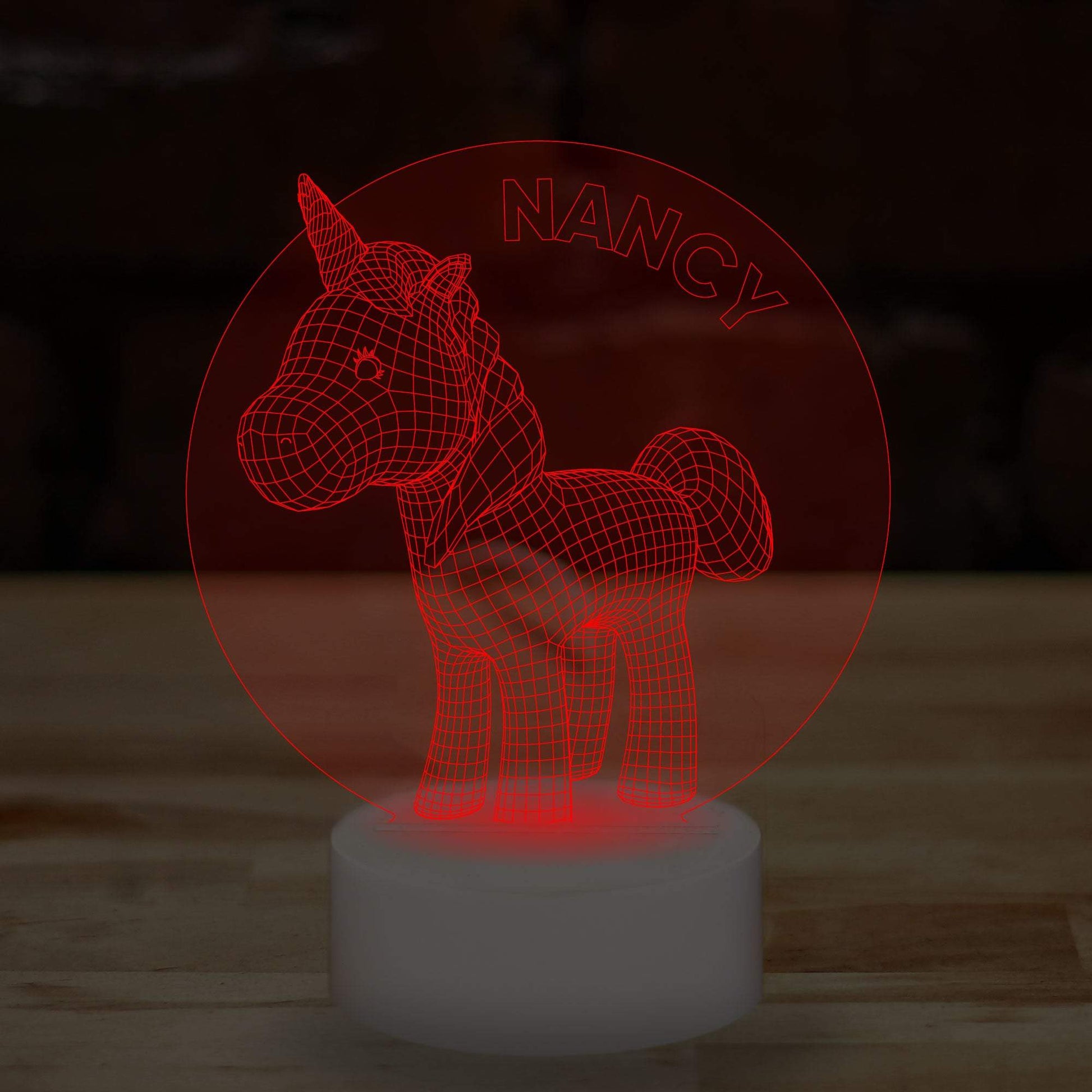 Personalised Unicorn Name Lamp Custom 3D Effect Equestrian Girl's Kids Nightlight 7 Colour LED USB Table Bedroom Desk Lamp - DirectlyPersonalised