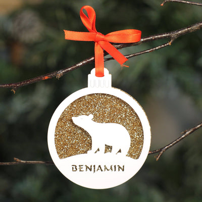 Personalised Custom White Polar Bear Christmas Tree Bauble Festive Decoration Ornament Decorations Best Personalise Name Cute Handmade Xmas - DirectlyPersonalised