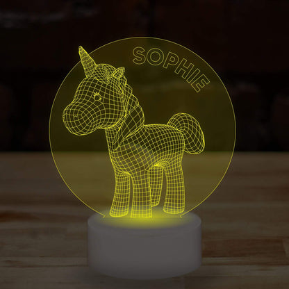Personalised Unicorn Name Lamp Custom 3D Effect Equestrian Girl's Kids Nightlight 7 Colour LED USB Table Bedroom Desk Lamp - DirectlyPersonalised