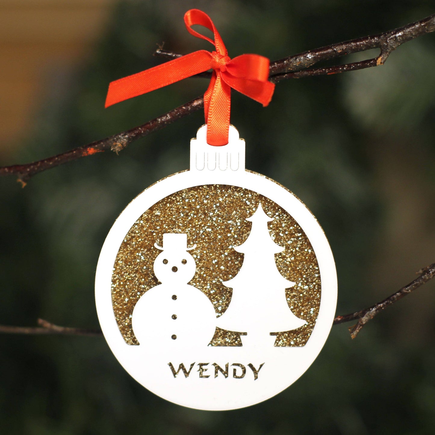 Personalised Custom White Snowman Christmas Tree Bauble Festive Decoration Ornament Decorations Best Personalise Name Handmade Xmas .o. - DirectlyPersonalised