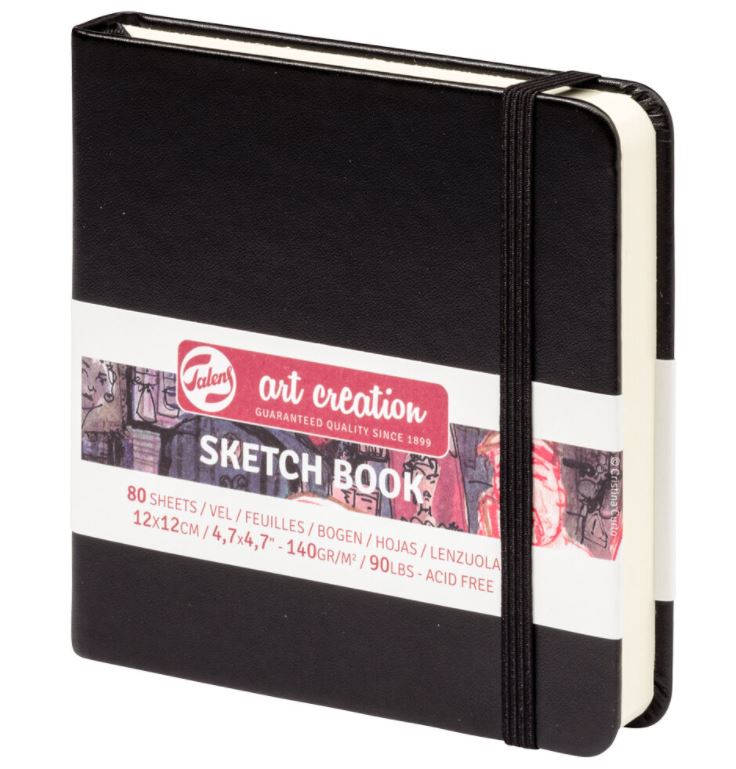 Sketchbook Black Hardback 12 x 12cm